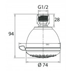 Pommeau de douche chromé ø 75 mm 4 jets angle d'inclinaison réglable