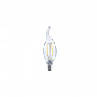 Ampoule led E14 filament 2 watt (eq. 25 watt) - Forme flamme - Couleur eclairage - Blanc chaud 2700°K