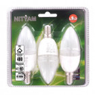 Lot de 3 ampoules led flamme e14 6w 480 lumens - couleur chaude 3000k - classe énergétique a+