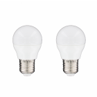 Lot de 2 ampoules led sphériques e27 6w 480 lumens - couleur chaude 3000k - classe énergétique a+