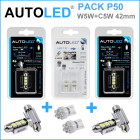 Pack p50 4 ampoules led / t10 (w5w) 6 leds + navette c5w 42mm 3 leds autoled®