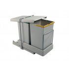 Poubelles de recyclage à fixation inférieure et extraction avec 2 conteneurs 14 L et couvercle automatique