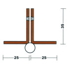 Barre de pivotement h2200 marron droite 3 paum 140mm butee bille corniere 25x35
