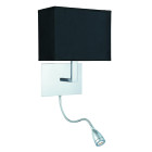 Applique adjustable wall avec liseuse, en chrome avec abat-jour noir