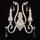 Applique murale blanche country 2 ampoules 24 cm