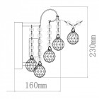 Applique murale grise crystal 1 ampoule 15 cm