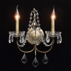 Applique murale laiton crystal 2 ampoules 15 cm