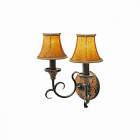Applique murale marron country 2 ampoules 24 cm