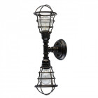 Applique murale noire loft 2 ampoules 19 cm