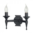 Applique saxon, fer forgé, noir, 2 ampoules