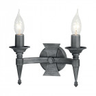 Applique saxon, fer forgé, noir / argent, 2 ampoules