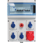 Coffret de chantier tetra équipé 4PC 2P+T + 1PC 3P+N+T 16A + arrêt d'urgence + voyant - EUROHM - 19210