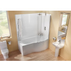 Cleargreen baignoire-douche asymétrique ecoround r20 150x80x74 cm lucite®