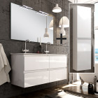 Ensemble meuble de salle de bain 120cm double vasque + colonne de rangement - blanc