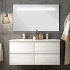 Meuble de salle de bain simple vasque - 4 tiroirs - balea et miroir led stam - hibernian (bois blanchi) - 120cm