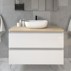 Meuble de salle de bain sans miroir avec vasque à poser arrondie balea - blanc - 80cm