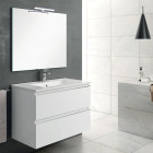 Meuble de salle de bain 60cm simple vasque - 2 tiroirs - balea - blanc