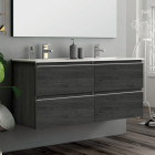 Meuble de salle de bain 120cm double vasque - 4 tiroirs - sans miroir - balea - ebony (bois noir)