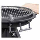 Barbecue à charbon de bois grille inox rotative diamètre 55cm brasier 64 cm tablette bois et crochets