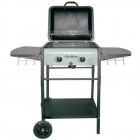 Barbecue à gaz gdlc grill 2 feux avec pierre de lave grille 42x39 cm et 2 tablettes repose plats acier