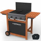 Barbecue a gaz grill et plancha campingaz adelaide 3 woody l piezo 14 kw duo grill plancha housse offerte
