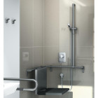 Barre de maintien en l pour douche 500 x 1100 mm cavere anthracite métallisé (095) avec support de douchette