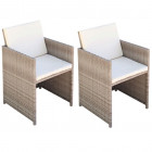 Chaises de jardin 2 pcs avec coussins résine tressée - Couleur au choix