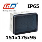 Boite de dérivation ip65 avec couvercle transparent et tétine passe câble (hxlxp) 175x151x95 - bords lisse - étanche ip67