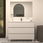 Meuble de salle de bain 100cm simple vasque - 3 tiroirs - blanc - mayor