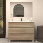 Meuble de salle de bain 100cm simple vasque - 3 tiroirs - nebraska (bois clair) - mayor