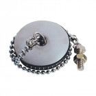 Bouchon évier de rechange enjoliveur inox diamètre 47 mm + chaînette 25 cm + borne wirquin