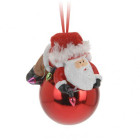 Boule de noël rouge avec figurine père noël 8 cm koopman