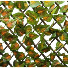 Brise vue extensible en osier et feuilles de lierres bicolores