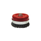 Brosse conique pour meuleuse fil acier torsadé 0.50 mm D. 80 mm M14 pour métal - Décapage extra dur - LEMAN - 530.080