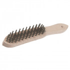 Brosse métal haut rendement, manche bois - 4 rangs