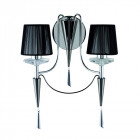 Applique duchess, en chrome et cristal avec 2 abat-jour noirs