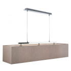 Suspension 3 ampoules prince, acier, avec abat-jour perle