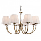 Suspension 8 ampoules langham, laiton antique, avec abat-jour