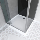 Cabine de douche 90x90cm carrée porte pivotante – avec bande effet miroir – SQUARE STRIPE Aurlane - CAB159