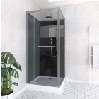 Cabine de douche 90x90cm carrée porte pivotante – avec bande effet miroir – SQUARE STRIPE Aurlane - CAB159