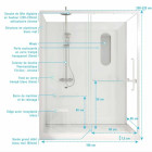 Cabine de douche blanche sécurisée et accessible à tous 160x85x220cm - Mitigeur thermostatique - INCLUSIVE Aurlane - CAB301