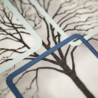 Papier peint intissé vinyle - Effet 3D - Modèle cadre arbre bleu