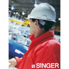 Casque de chantier singer orange polyethylene avec bandeau reglable fixation 6 points