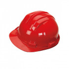Casque de chantier singer rouge polyethylene avec bandeau reglable fixation 6 points