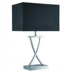 Lampe de table, en argent satiné avec abat-jour noir