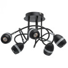 Plafonnier noir techno 5 ampoules 21 cm