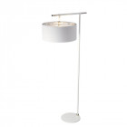 Lampadaire balance, nickel poli, avec abat-jour blanc