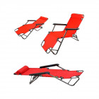 Transat chaise longue jardin plage 3 positions       rouge