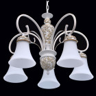 Chandelier blanc country 5 ampoules 77 cm