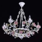 Chandelier blanc flora 6 ampoules 75 cm